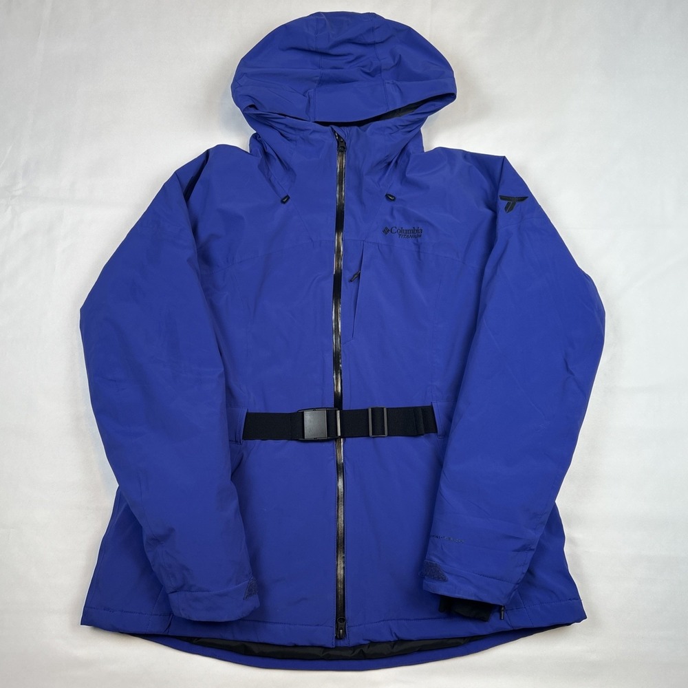 Columbia Titanium Omni-Heat Ski Jacket Womens Sz 1X Blue Hooded Belted Sherpa